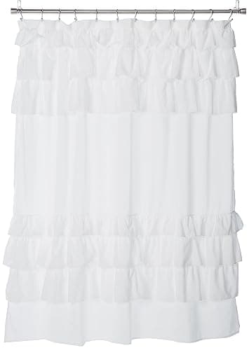 Madison Park Grace White Shower Curtain,Solid Cottage Top Shower Curtains for Bathroom, 72 X 72, White - Image 1