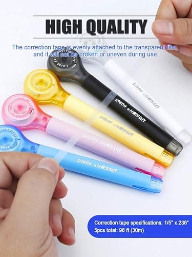 Alopuxi 5pcs Correction Tape Pen, White, 1/5" x 236", Push-pull Protective Cover thumbnail 8