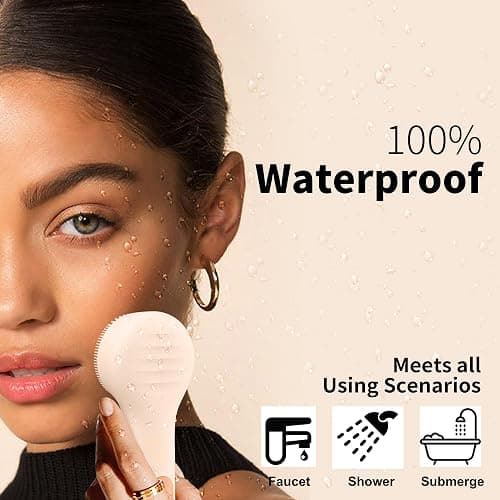 Silicone Face Scrubber, NågraCoola CLIE 2.0 Facial Cleansing Brush, Rechargeable, Waterproof Face Scrub Brush for Cleansing, Exfoliating, Massaging, Electric Facial Exfoliator for Women and Men - Oat thumbnail 3
