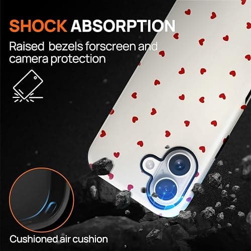 casesok for iPhone 17 Case,Compatible with MagSafe,Dual-Layer Hard Shell + Silicone Cover,Full Body Protection Shockproof Case for iPhone 17-Red Hearts Girly Aesthetic thumbnail 5