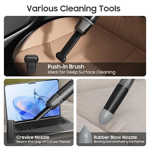 A9life Handheld Vacuum Cordless, Car Vacuum Cleaner Portable with HEPA Filter, 2 Suction Modes, Mini Hand Held Vacuum Rechargeable for Car, Home, Pet Hair, Office, Desk, Keyboards (Black) thumbnail 8