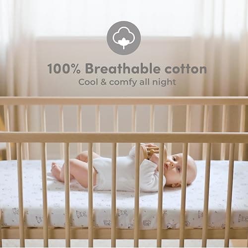 Cotton Crib Sheets 2 Pack – Sweety Fox Mini Fitted Sheets for Baby Boys and Girls, Soft Jersey Knit for Crib or Toddler Bed, Woodland Print thumbnail 2