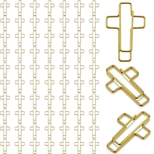 70 Pack Gold Cross Paper Clips, Decorative Paper Clips and Bookmarks for Bible Study, Journaling, Church Office and Home Use thumbnail 2