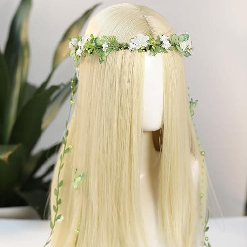 MOSTORY Fairy Flower Headpeice for Women, Woodland Elf Crown with Butterfly and Vines for Fairy Costume Renaissance Cosplay thumbnail 3