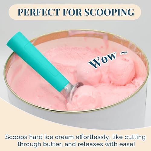 Heated Ice Cream Scoop Rechargeable, Electric Warming Ice Cream Scooper with LED Display, Heats to 158°F for Hard Ice Cream, Easy for Seniors & Kids, IP67 Waterproof (Retro Mint, 2oz) thumbnail 5
