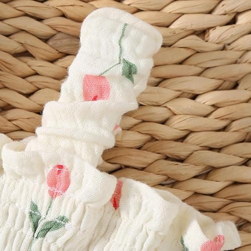 Mubineo Baby Girl Clothes Summer Dress Cotton Linen Romper Sleeveless Smocked Rompers Sun Dress Hat Skirt Boho Outfits thumbnail 8