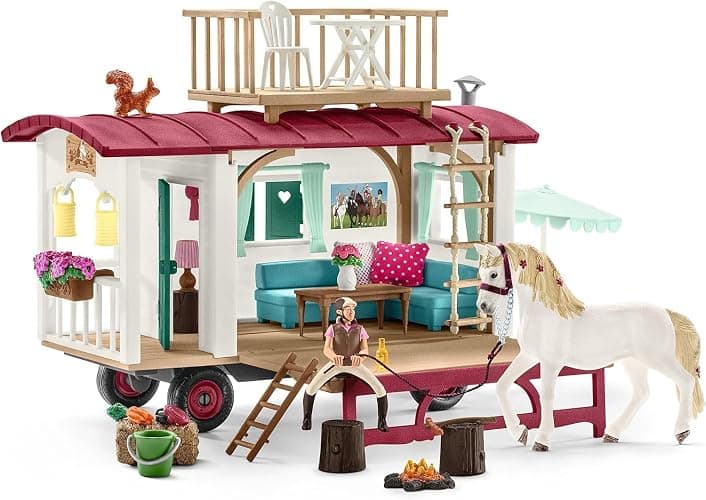 Schleich Horse Club - 113PC Interactive Camping Trip - Car and Camper Caravan Playset with Horse and Rider Figures, Dog Figurine and Accessories for Girls, Boys - Realistic Kids Toys Ages 5+ | 72205 thumbnail 10