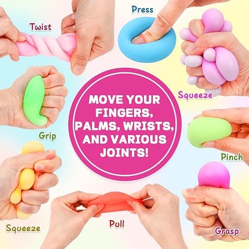 12 Pack Slow Rising Stress Ball,Stress Balls for Kids Adults,Stretchy Fidget Toys for Stress Relief,Hand Therapy Sensory Squishy Ball, Squishy Toys for Kids, Classroom Prize Box Party Favors thumbnail 3