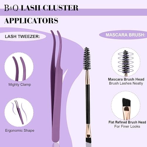 B&Qaugen Lash Extension Kit 192 PCS Eyelash Extension Kit D Curl Lash Clusters Kit Wispy Individual Lash Kit DIY Lash Extension Kit with Lash Glue and Remover Applications (B05+B06, Kit) thumbnail 7