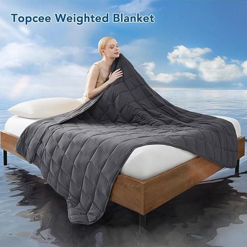 Topcee Weighted Blanket (20lbs 60"x80" Queen Size) for Adult All-Season Summer Fall Winter Cooling Breathable Heavy Microfiber Material with Glass Beads Big Blanket Soft Thick Comfort thumbnail 2