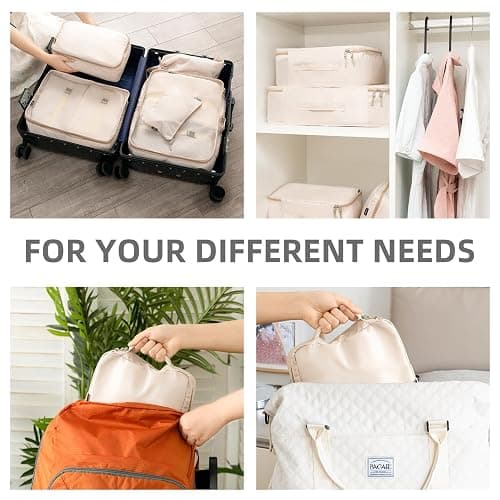 BAGAIL 8 Set Packing Cubes Luggage Organizer Bags for Travel Accessories-Cream - Cream - 8 Set thumbnail 7