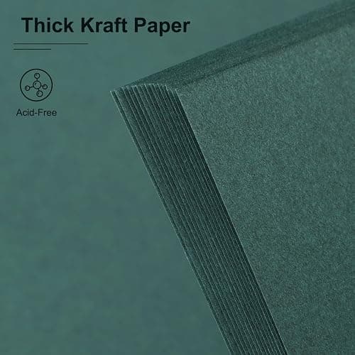 Scrapbook Album 12x12 Inches 100 Pages Hardcover Kraft Paper Photo Album Scrap Book Memory Book Blank DIY Scrapbook Albums for Boyfriend Wedding Baby Travel Anniversary Family, Green thumbnail 5