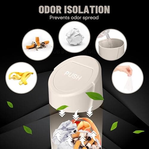 SGLRT Car Trash Can Bin with Lid - Car Garbage Can Cup Holder - Light Beige Mini Leakproof Vehicle Garbage Bin with 20pcs Trash Bags-Automotive Organizers and Storage for Front Back Seat Accessories thumbnail 4