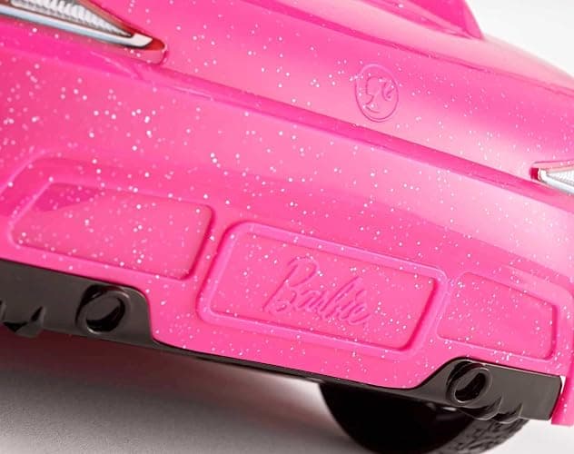 Barbie Playset with Sparkly Pink 2-Seater Toy Convertible Car Featuring Glam Details & Fashion Doll in Sundress & Sunglasses thumbnail 5
