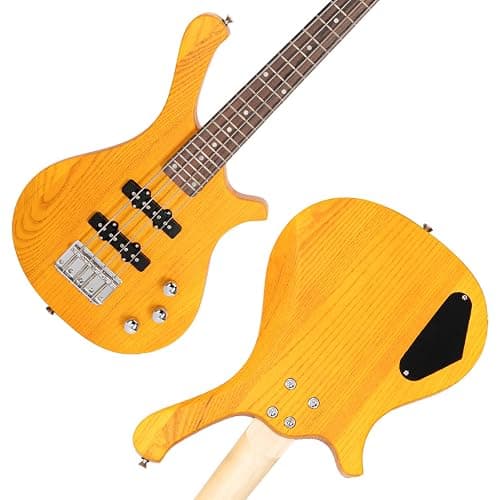 Ktaxon 4 String Electric Bass Guitar, 36-inch Bass Guitar Kit with Split single-coil Pickup, Rosewood Fretboard, Mahogany Body for Kids, Boy and Girl(Yellow) thumbnail 4