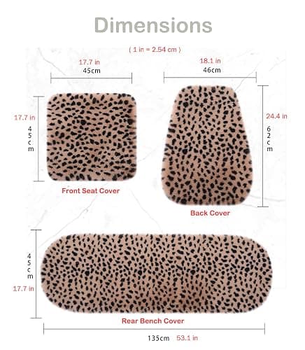 seemehappy Fluffy Leopard Seat Covers for Cars Front Seat Covers Carseat Front Two Seat Protectors with 2 Neck Pillows for Truck SUV Auto-Beige Leopard Front-6 PCS thumbnail 6