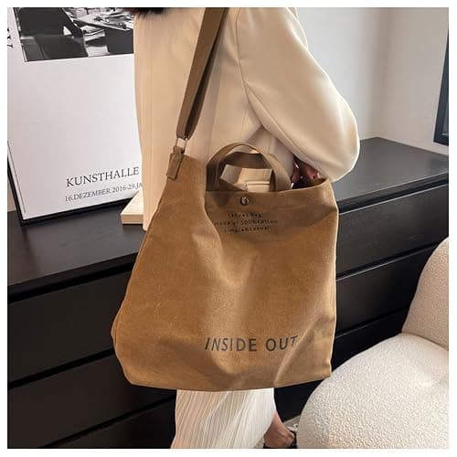 Women Canvas Tote Handbags Casual Shoulder Work Bag Crossbody Top Handle Bag Cross-body Handbags thumbnail 7