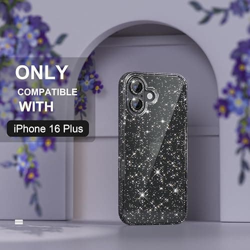 Choiche for iPhone 16 Plus Case Compatible with MagSafe, Glitter Black | Women Girly Cute Glitter Sparkly Magnetic Phone Case with Diamond Camera Lens Protectors, Military-Grade Drop Protection 6.7" thumbnail 2