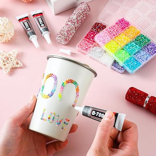 32000Pcs Flatback Rhinestones for Bedazzling Kit 3mm with 4Pcs B7000 Glue | Multicolor Bedazzler Kit with Rhinestones and Tools DIY Bedazzling Gems for Crafting Book Clothing Shoes Cups thumbnail 4