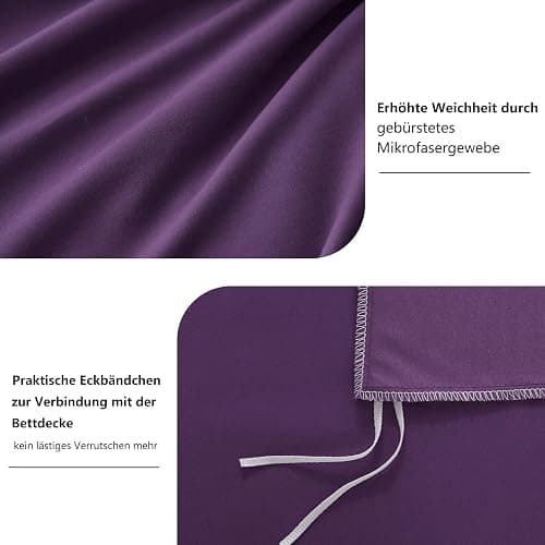 RUIKASI Bettwäsche 220x240 Lila 3teilig - Mikrofaser Bettwäsche-Sets OEKO-TEX, Bettbezüge 220 x 240cm + 2 Kissenbezüge 80x80cm mit Reißverschluss, Weich und Bügelfrei thumbnail 5