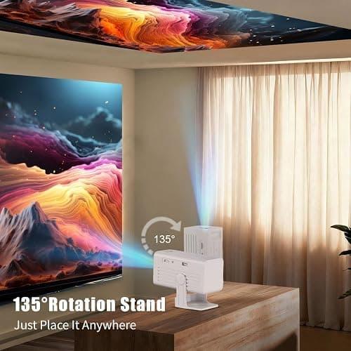 [Smart Projector with Apps] 4K Supported Mini Projector with Wifi and Bluetooth, XENPONAD Movie Projector for Bedroom Celling Camping & Outdoor Use, Portable Projector with Speaker, Auto Keystone thumbnail 6