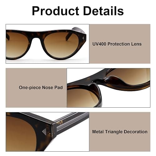 AZorb Retro Small Oval Cat Eye Sunglasses for Women UV Protection Shades | Trendy Narrow Cat Eye Round Shades, Lightweight & Comfortable, Versatile Fashion Accessory, Flattering for Most Face Shapes thumbnail 5