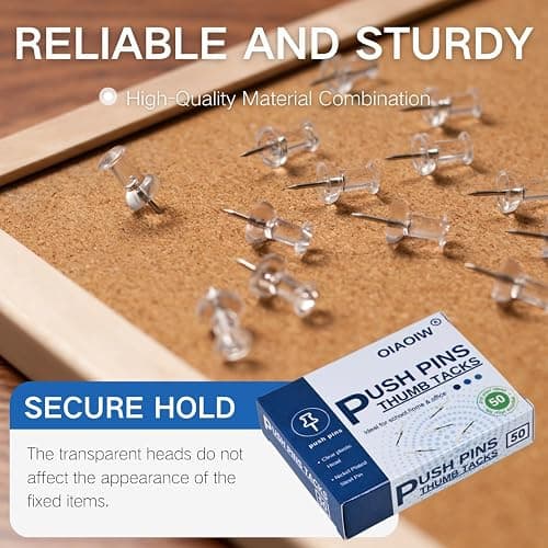 300pcs Clear Push pins for Bulletin Board Thumb Tacks for Walls pushpins Wall pins thumbnail 4