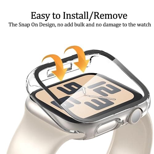 DNNBAO 6-Pack Case for Apple Watch SE 3/2nd Gen Series 6/5/4/SE 40mm with Tempered Glass Screen Protector, Ultra-Thin Full Shockproof Protective Bumper Cover for iWatch 40 mm thumbnail 4