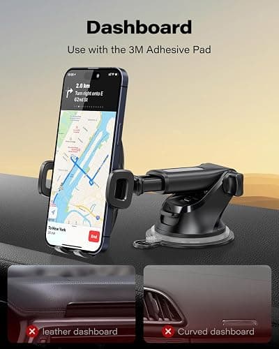 APPS2Car Suction Cup Phone Mount, Universal Phone Holders for Your Car Windshield/Dashboard/Window, Cell Phone Holder Car with Sticky Gel Pad, Compatible with iPhone, Samsung, All Cellphone thumbnail 7