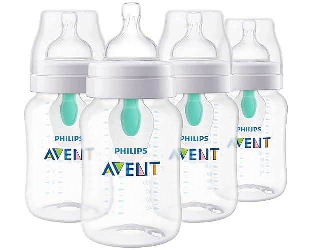 Philips AVENT Anti-Colic Baby Bottles, 11oz, 4pk, Clear, SCY106/04 - 9oz 2 Pack Clear