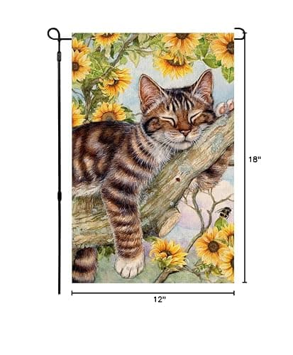BLKWHT Summer Cat Garden Flag 12x18 Inches Double Sided for Outside, Sunflower Burlap Small Seasonal Yard Flag for Outdoor Decor BW640 thumbnail 3