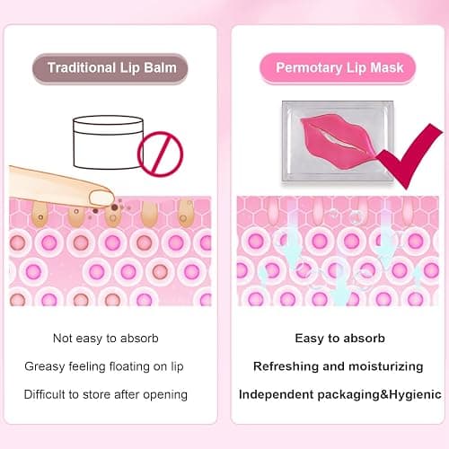 Permotary 30 PCS Collagen Lip Mask Crystal Mouth Care Gel Pads for Moisturizing & Reducing Chapped, Smoothing Fine Lines-Lip Patches for Firms & Hydrate thumbnail 6
