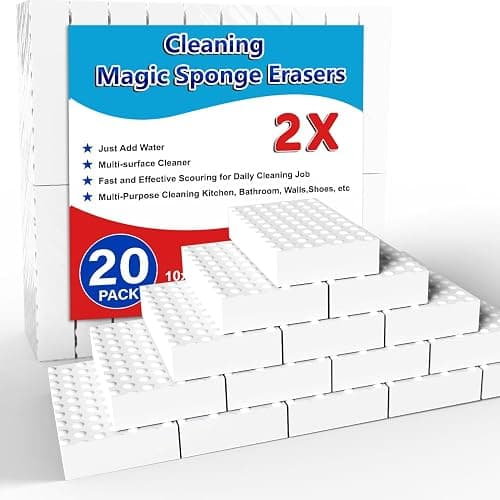 SmilinFit Magic Sponge Erasers, 20 Pack 2X Density Stronger Melamine Sponge Foam Pads, Multi-Functional Household Cleaning Supplies Cleaner for Kitchen, Bathroom, Bathtub, Sink, Wall Cleaner - Image 1