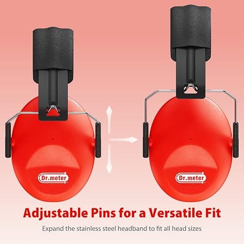 Dr.meter Ear Muffs for Noise Reduction: SNR27.4 Noise Cancelling Headphones for Kids with Adjustable Headband - Noise Cancelling Ear Muffs for Monster Jam, Football Game, Fireworks and Air Shows - Red thumbnail 2