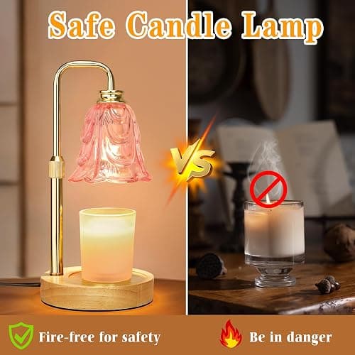 Candle Warmer Lamp with Timer Dimmer, Adjustable Height Pink Tulip Candle Wax Warmer, Christmas Birthday Gift for Mom Women, House Warming Gifts for New Home Bedroom Decor,Flower Pink thumbnail 4