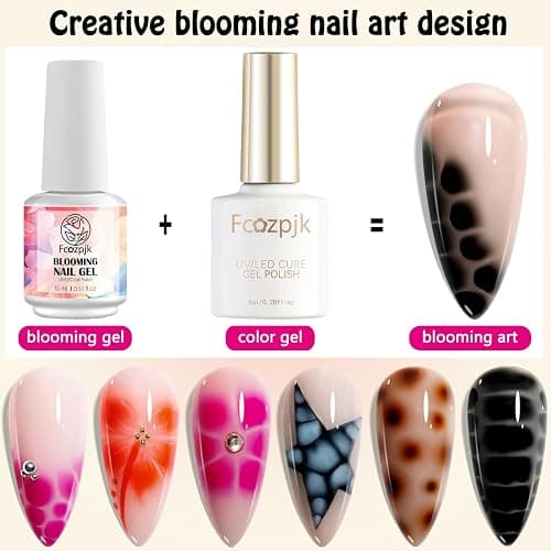 Fcozpjk Nail Blooming Gel, 15ML Clear Blooming Gel Polish for Spreading Effect with 1PCS Dotting Pen Watercolor Flowers Marble Ombre Aura Nail Design Home Manicure Salon Supplies Soak Off UV/LED Cure thumbnail 2