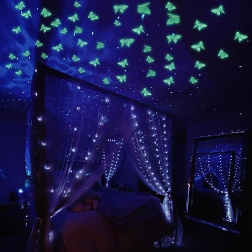 SAOROPEB Glow in The Dark 3D Butterfly 24 Pcs 3 Sizes, Luminous Butterfly Stickers for Ceiling or Wall, Glow in The Dark Party Supplies, Removable Luminous Stickers for Kids Babys Nursery (Green) thumbnail 5