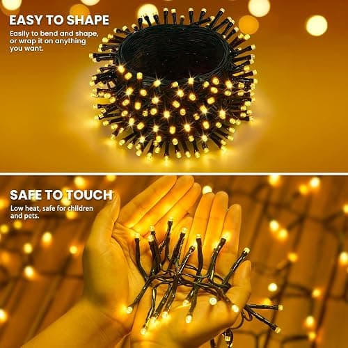 Brightown Solar Christmas Lights Outdoor, 19.6Ft 240 LED String Lights for Outside with 8 Modes, Solar Cluster Twinkle Lights Waterproof for Yard Fence Balcony Party Xmas Tree Decorations, Warm White thumbnail 7