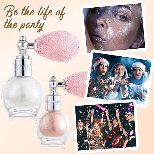 Pearl White Highlighter Spray, Loose Shimmer Powder Spray High Gloss Makeup for Face and Body, Long Lasting Glitter Hairspray for Rave Music Festival Party, Stage, Performance, Nightclubs, #1 - Pearl White thumbnail 5