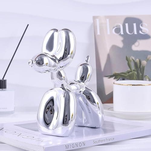 XIAOMAGG Silver Balloon Dog Decor - Animal, Shelf, Preppy Room, Cute Statue, Modern Sculpture, Gold Decorations, Small Figurines thumbnail 2