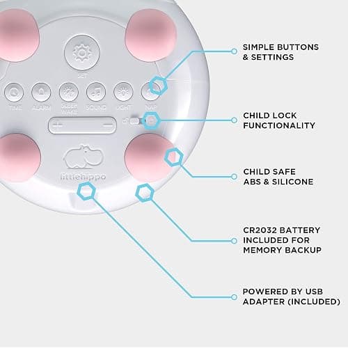 LittleHippo Mella: Kids Alarm Clock, Ready to Rise Children's Sleep Trainer, Night Light, Sound Machine and OK to Wake for Toddlers and Kids - Blush Pink (Updated 2025) thumbnail 6