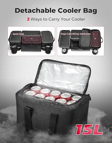 KEMIMOTO ATV Storage Bags, 71L ATV Rear Seat With Storage, 4 Wheeler Cargo Bag with Cooler, Removable Cushion, Fits Most ATVs with Rear Rack, Compatible with Polaris Grizzly Can-Am thumbnail 4