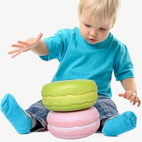 funnysquee Gaint Macaron Slow Rising Squishies,Jumbo Squishys Birthday Gift for Kids, Stress Relief Kawaii Squishie Toys (Pink) thumbnail 6