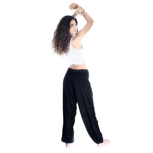 Boho Pants 2-Pocket Flowy High Waist Harem Pants Women for Yoga Travel Hippie Clothes thumbnail 4