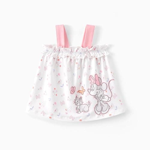 Disney Princess Baby Girl Clothes: Floral Sleeveless Ruffle Tunic Top & Bloomer Diaper Cover Set Newborn Summer Outfits thumbnail 8