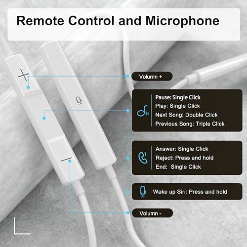 JYCHEYI USB C Headphones Wired for iPhone 17/16/15 Series, for iPad Pro Air 5/4/Mini 6/iPad 10th, Type C Earbuds for MacBook Pro/air, Control Microphone, Volume, Music thumbnail 4