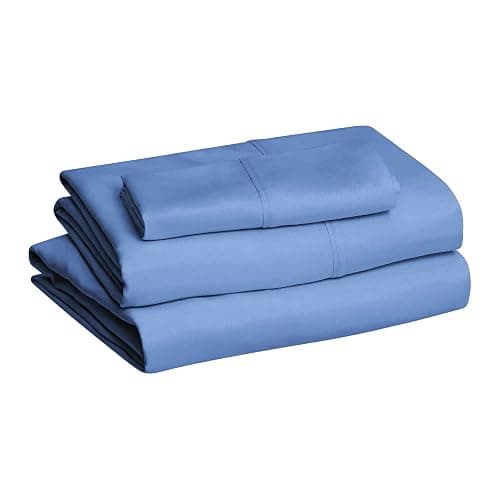 Amazon Basics Lightweight Ultra-Soft Breathable Brushed Microfiber 3-Piece Bed Sheet Set with 14-Inch Deep Pockets, Wrinkle Resistant, Twin XL, Dutch Blue, Solid thumbnail 2