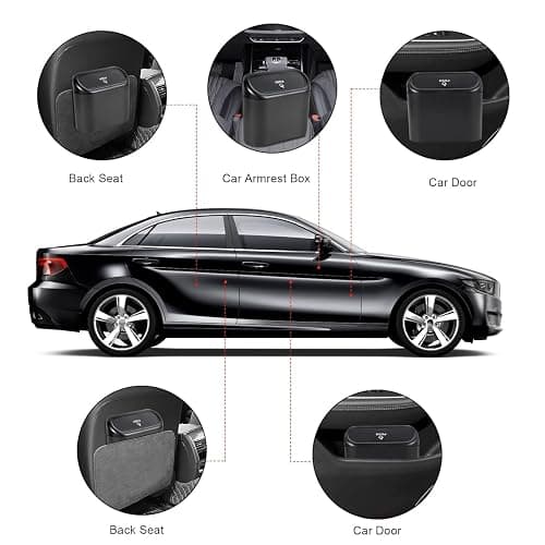 Mini Auto Dustbin Garbage Organizer, Car Trash Can with Lid, Car Garbage Trash Can Storage for Front Back Seat Accessories (1PCS) thumbnail 3