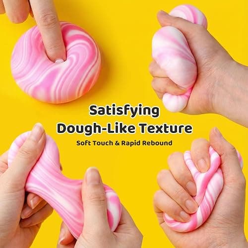 LOVESTOWN Squishy Stress Ball, 2.5" Assorted Colors Dough Fidget Toy | 3 Colors for Adult Stress Relief Hand, Exercise Increase Entertainment, Party Favors Birthday Gifts, Medium thumbnail 3