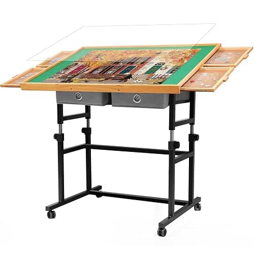 BuilderButler 2000 Pieces Puzzle Table with Wheels, with Drawers and Cover, 40.16"x28.5" Adjustable Height & 45° Tilting, Puzzle Board for Adults - Image 1